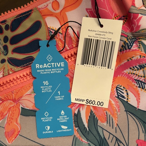 Vera Bradley Coral and Pink Floral Crossbody Bag - Picture 4 of 9